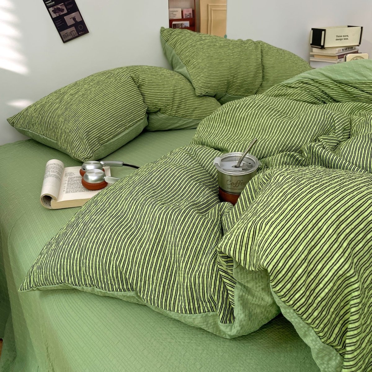 Olive Green - Cloud Weave Textured Bedding Collection - WhisperLinens