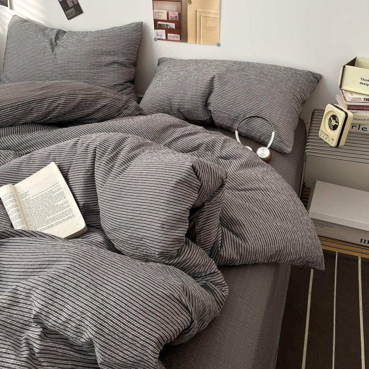 Cloud Weave Textured Bedding Collection - Charcoal Grey - WhisperLinens