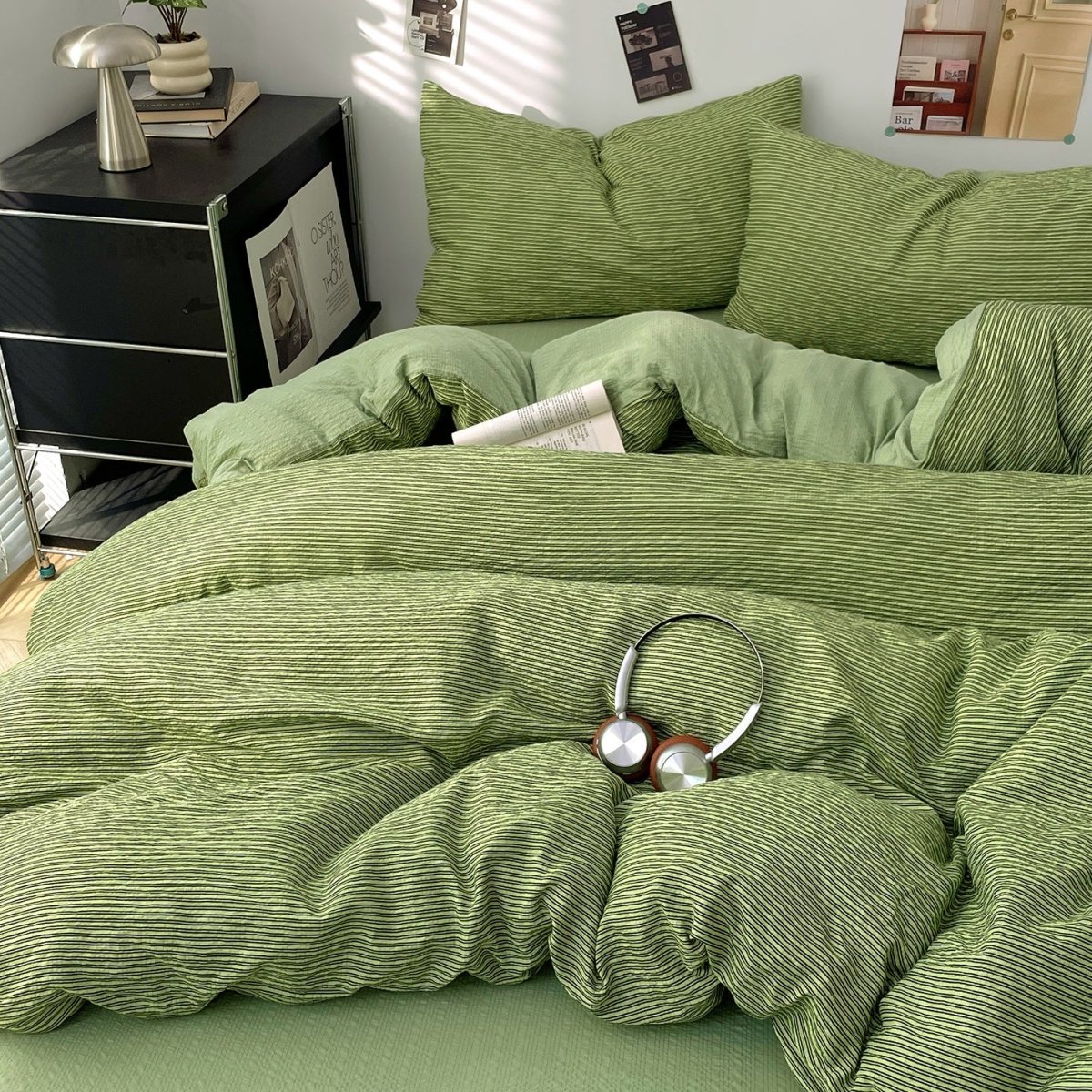 Olive Green - Cloud Weave Textured Bedding Collection - WhisperLinens