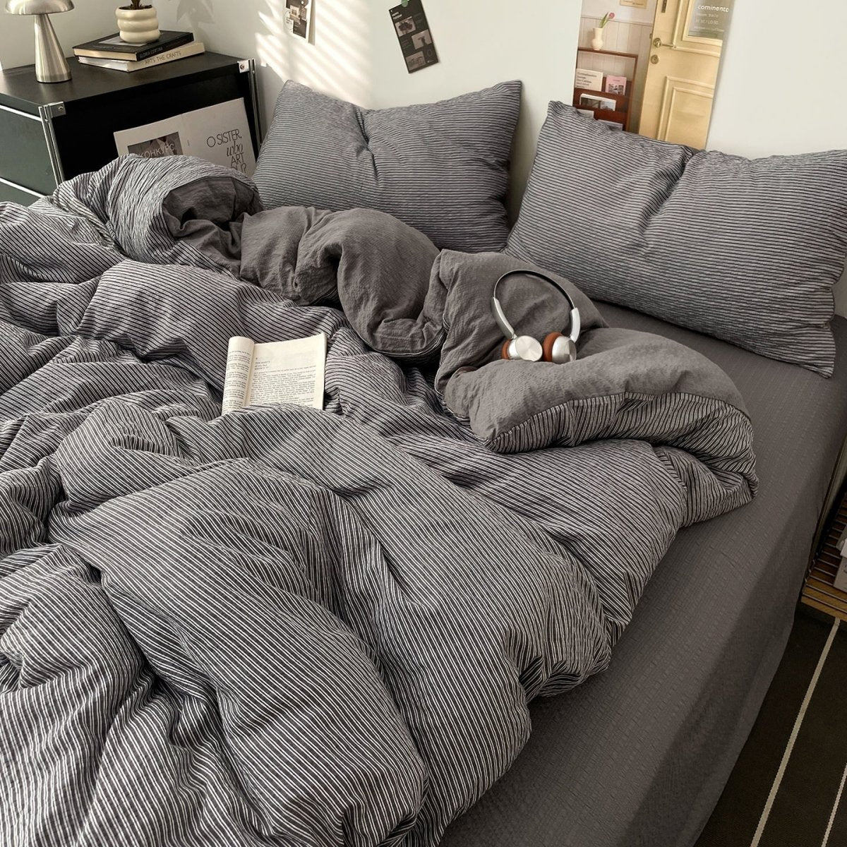 Cloud Weave Textured Bedding Collection - Charcoal Grey - WhisperLinens