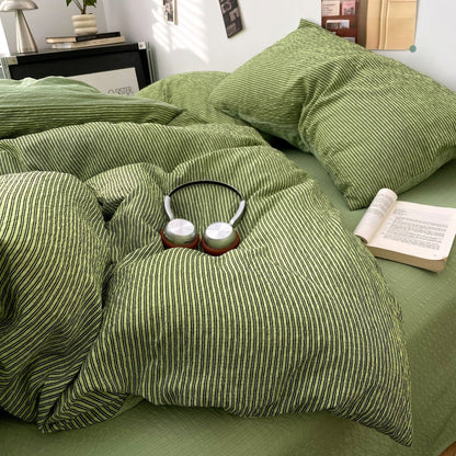 Olive Green - Cloud Weave Textured Bedding Collection - WhisperLinens