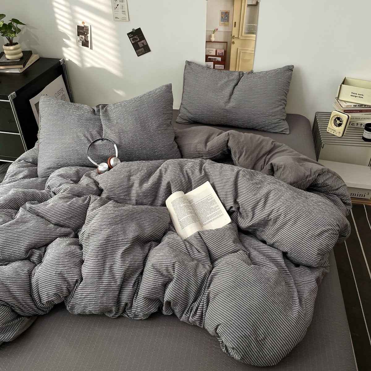 Cloud Weave Textured Bedding Collection - Charcoal Grey - WhisperLinens