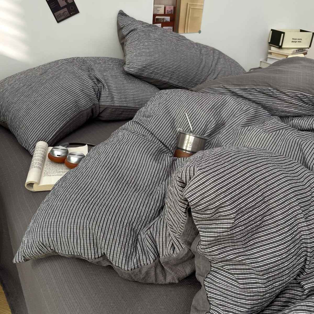 Cloud Weave Textured Bedding Collection - Charcoal Grey - WhisperLinens
