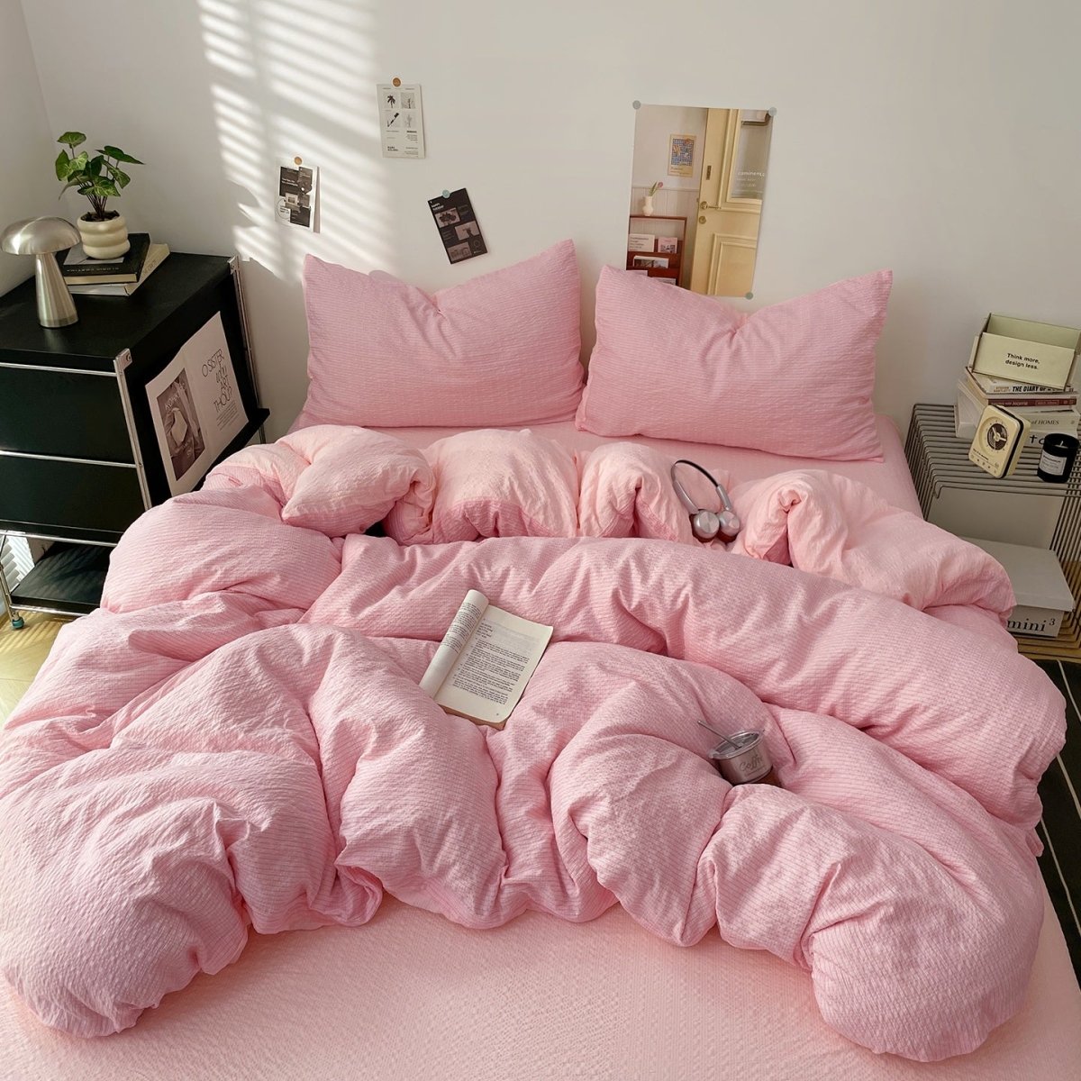Blush Pink - Cloud Weave Textured Bedding Collection - WhisperLinens