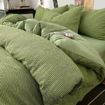 Olive Green - Cloud Weave Textured Bedding Collection - WhisperLinens