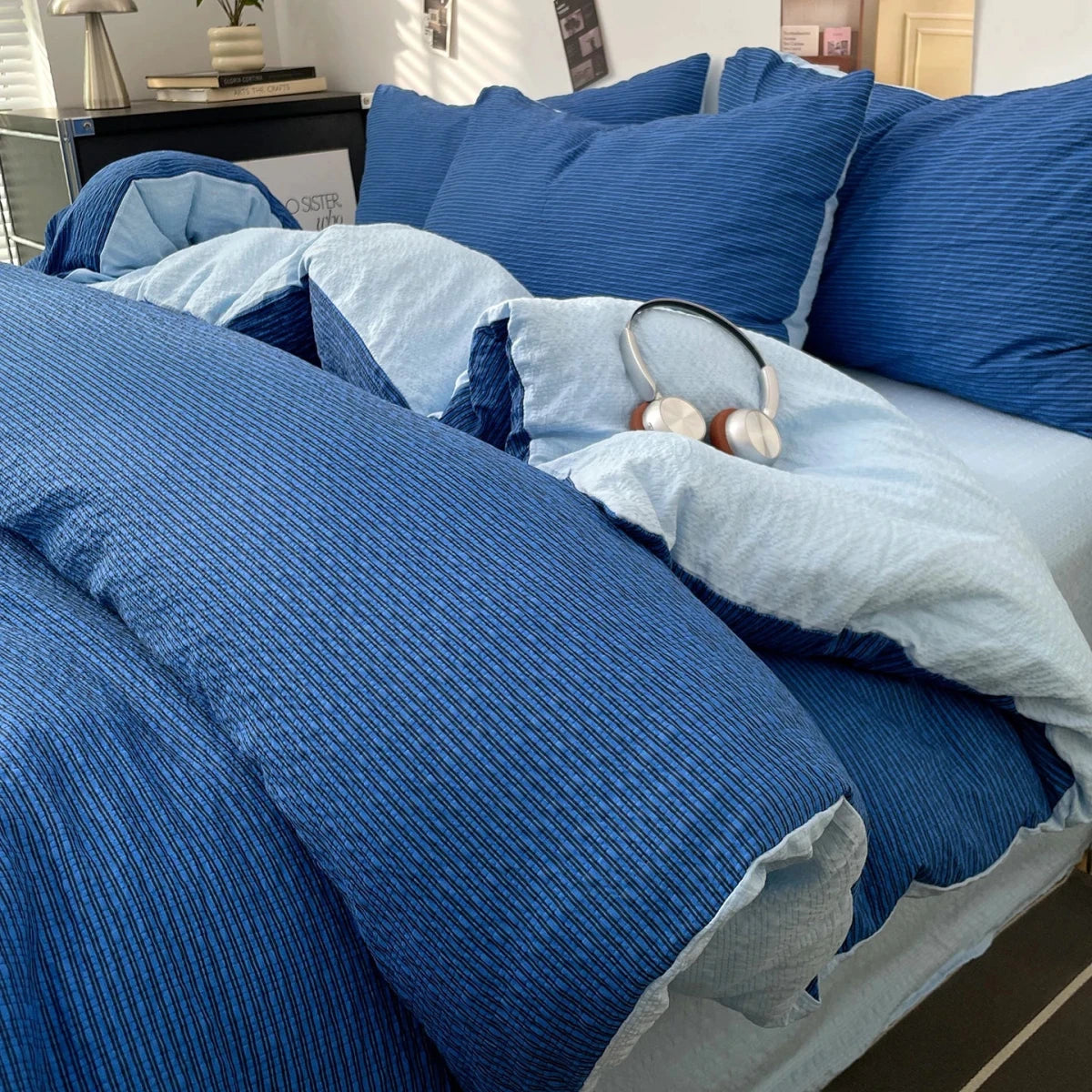 Royal Blue - Cloud Weave Textured Bedding Collection - WhisperLinens