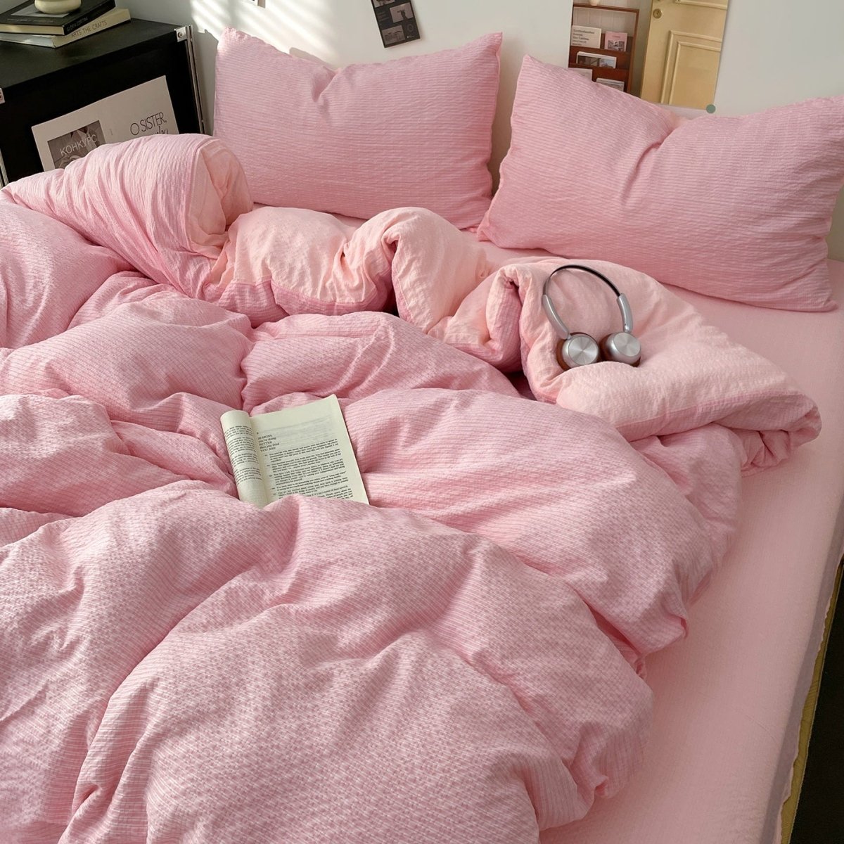 Blush Pink - Cloud Weave Textured Bedding Collection - WhisperLinens