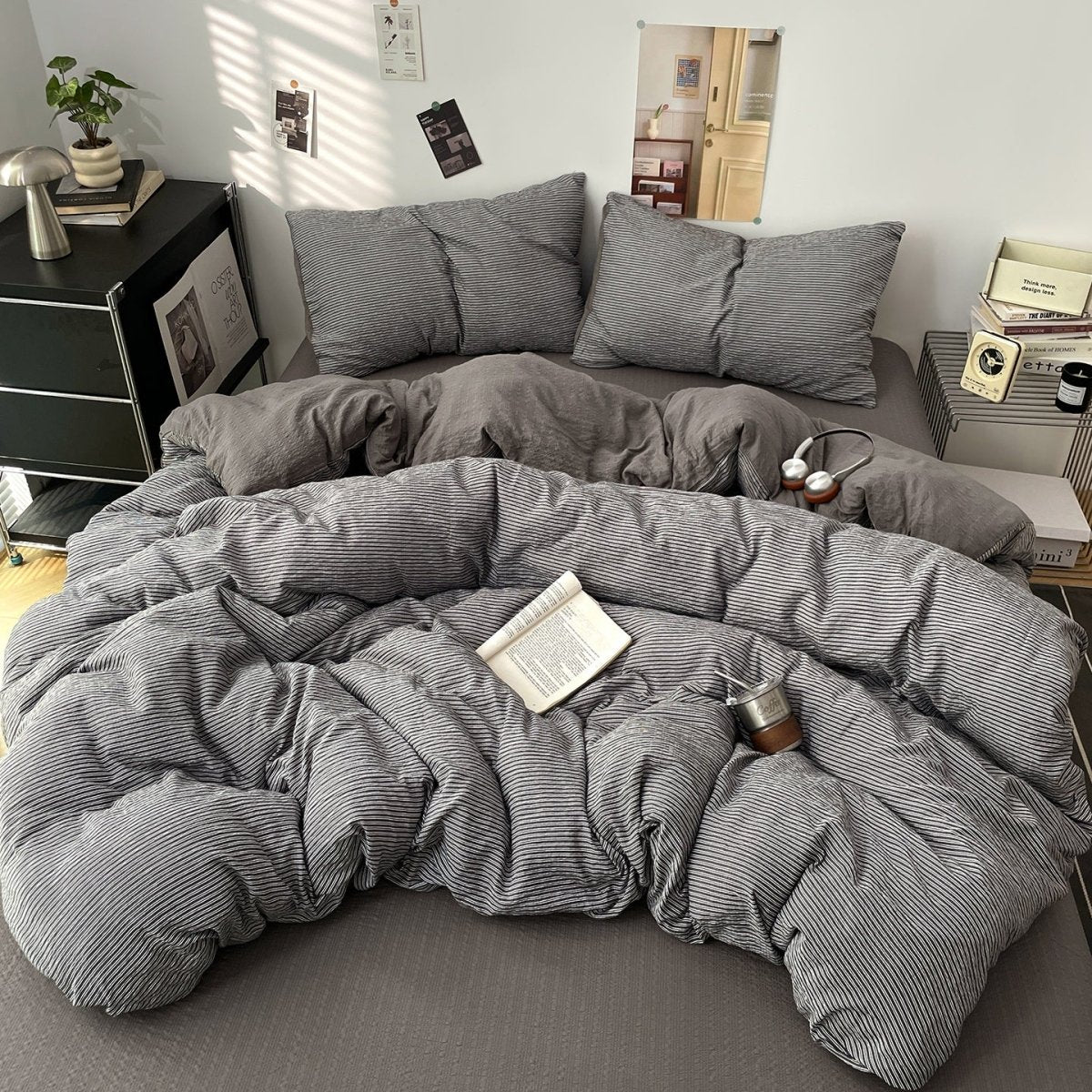 Cloud Weave Textured Bedding Collection - Charcoal Grey - WhisperLinens