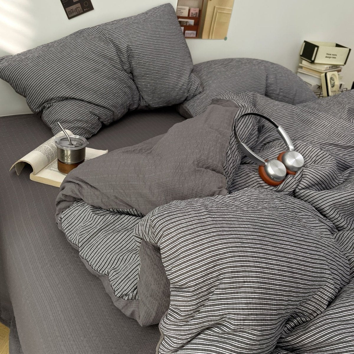 Cloud Weave Textured Bedding Collection - Charcoal Grey - WhisperLinens