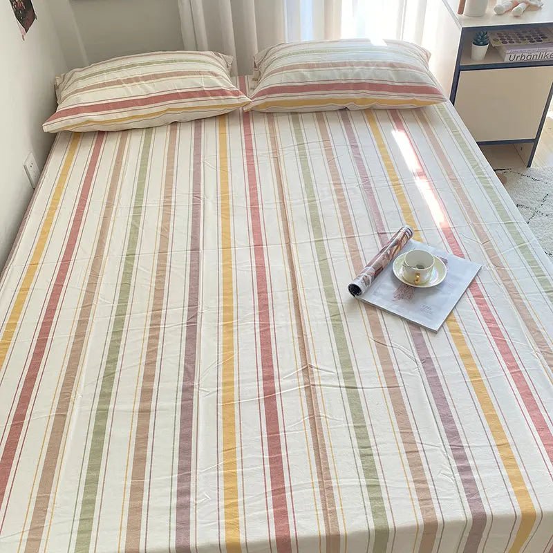 Coastal Stripe Cotton Bedding Flat Sheets - WhisperLinens