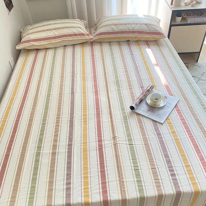 Coastal Stripe Cotton Bedding Flat Sheets - WhisperLinens