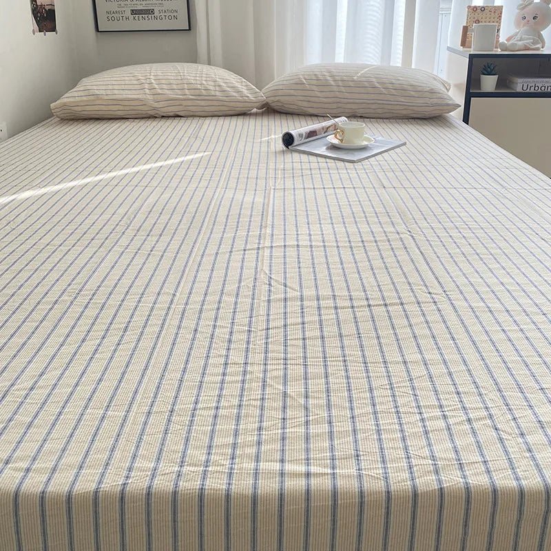Coastal Stripe Cotton Bedding Flat Sheets - WhisperLinens