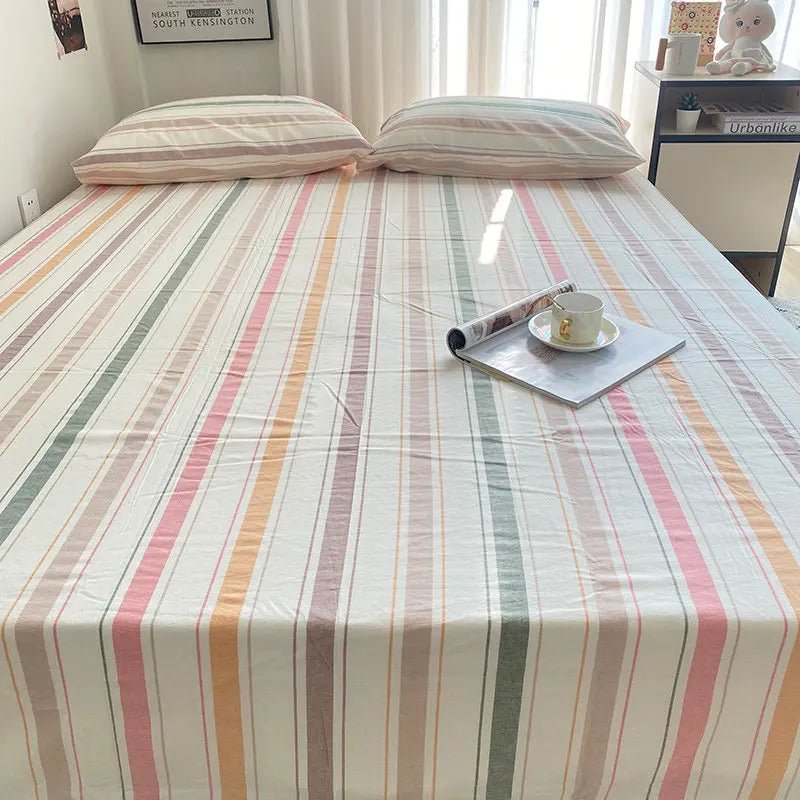 Coastal Stripe Cotton Bedding Flat Sheets - WhisperLinens