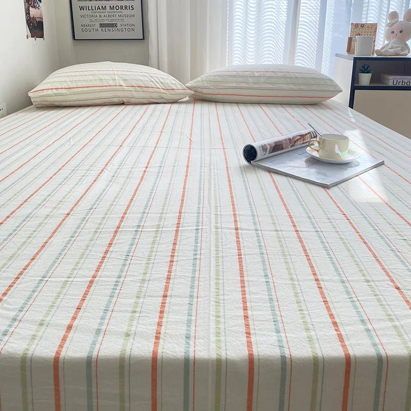 Coastal Stripe Cotton Bedding Flat Sheets - WhisperLinens