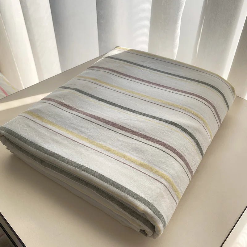 Coastal Stripe Cotton Bedding Flat Sheets - WhisperLinens