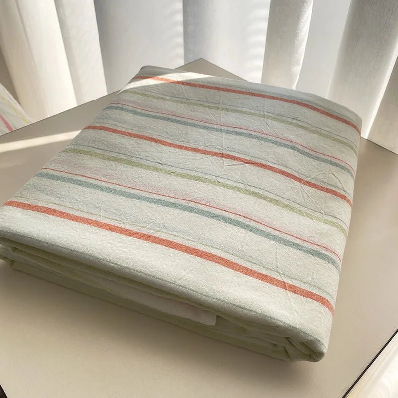 Coastal Stripe Cotton Bedding Flat Sheets - WhisperLinens