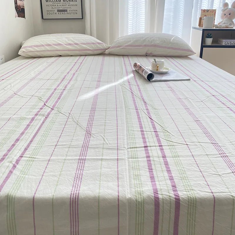 Coastal Stripe Cotton Bedding Flat Sheets - WhisperLinens