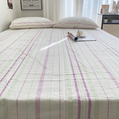 Coastal Stripe Cotton Bedding Flat Sheets - WhisperLinens