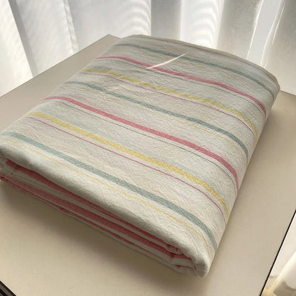 Coastal Stripe Cotton Bedding Flat Sheets - WhisperLinens