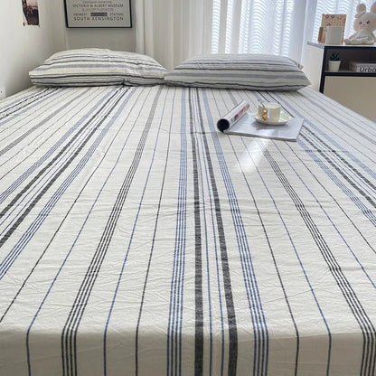 Coastal Stripe Cotton Bedding Flat Sheets - WhisperLinens