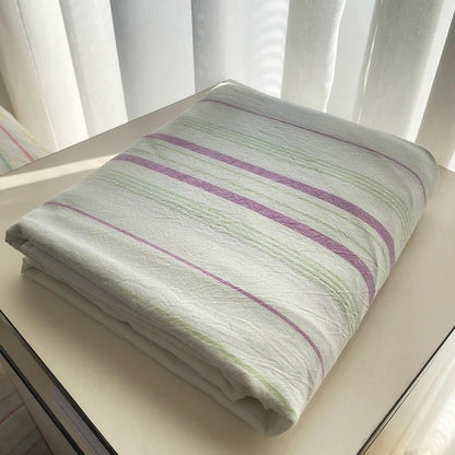 Coastal Stripe Cotton Bedding Flat Sheets - WhisperLinens