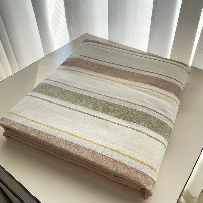 Coastal Stripe Cotton Bedding Flat Sheets - WhisperLinens