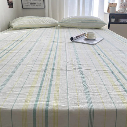 Coastal Stripe Cotton Bedding Flat Sheets - WhisperLinens