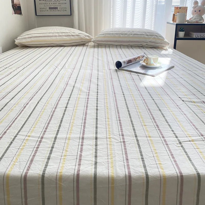 Coastal Stripe Cotton Bedding Flat Sheets - WhisperLinens