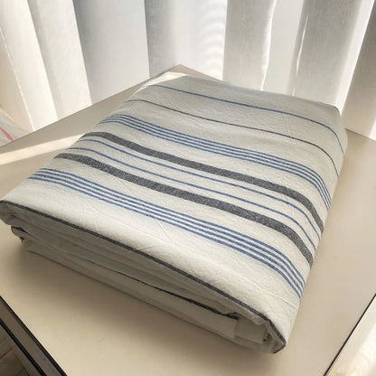Coastal Stripe Cotton Bedding Flat Sheets - WhisperLinens