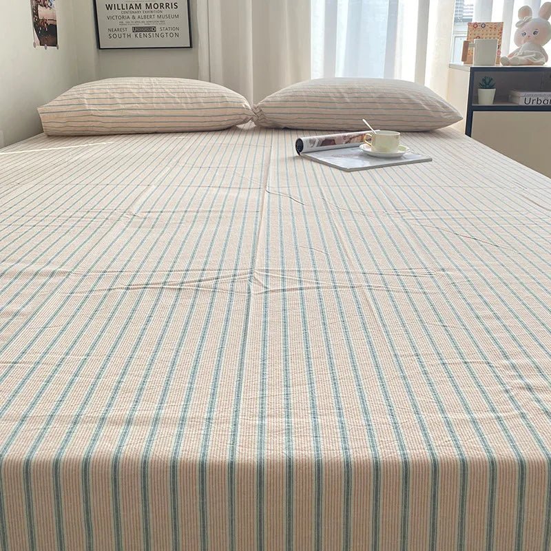 Coastal Stripe Cotton Bedding Flat Sheets - WhisperLinens