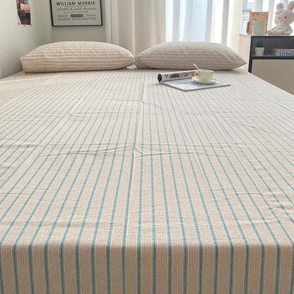 Coastal Stripe Cotton Bedding Flat Sheets - WhisperLinens