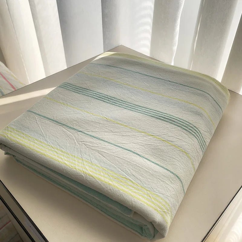 Coastal Stripe Cotton Bedding Flat Sheets - WhisperLinens