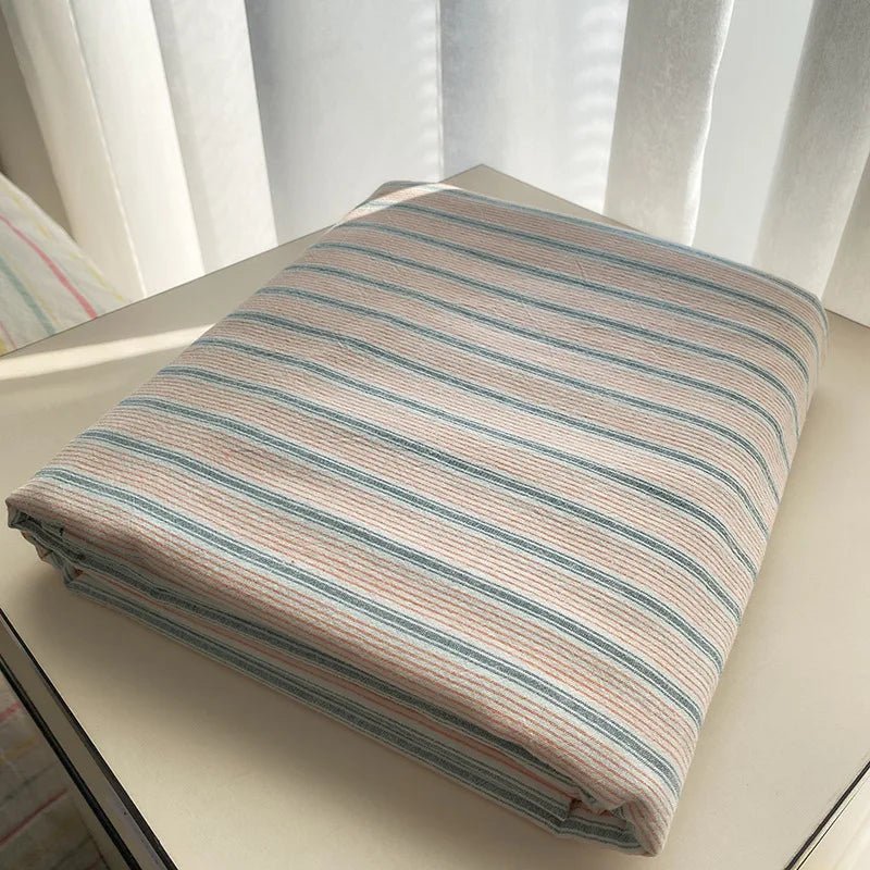 Coastal Stripe Cotton Bedding Flat Sheets - WhisperLinens