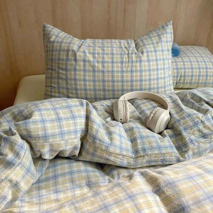 Sky Sand Plaid Cotton Duvet Cover
