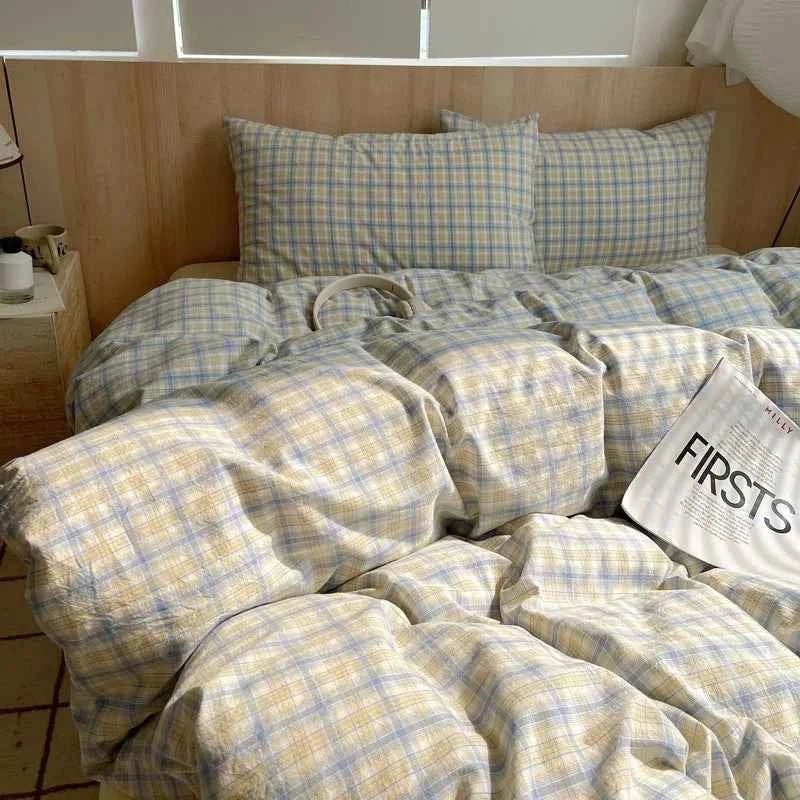 Sky Sand Plaid Cotton Duvet Cover