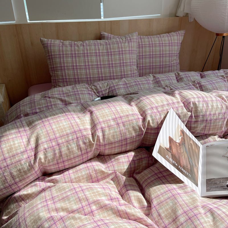 Cozy Cottage Plaid Cotton Duvet Covers - WhisperLinens