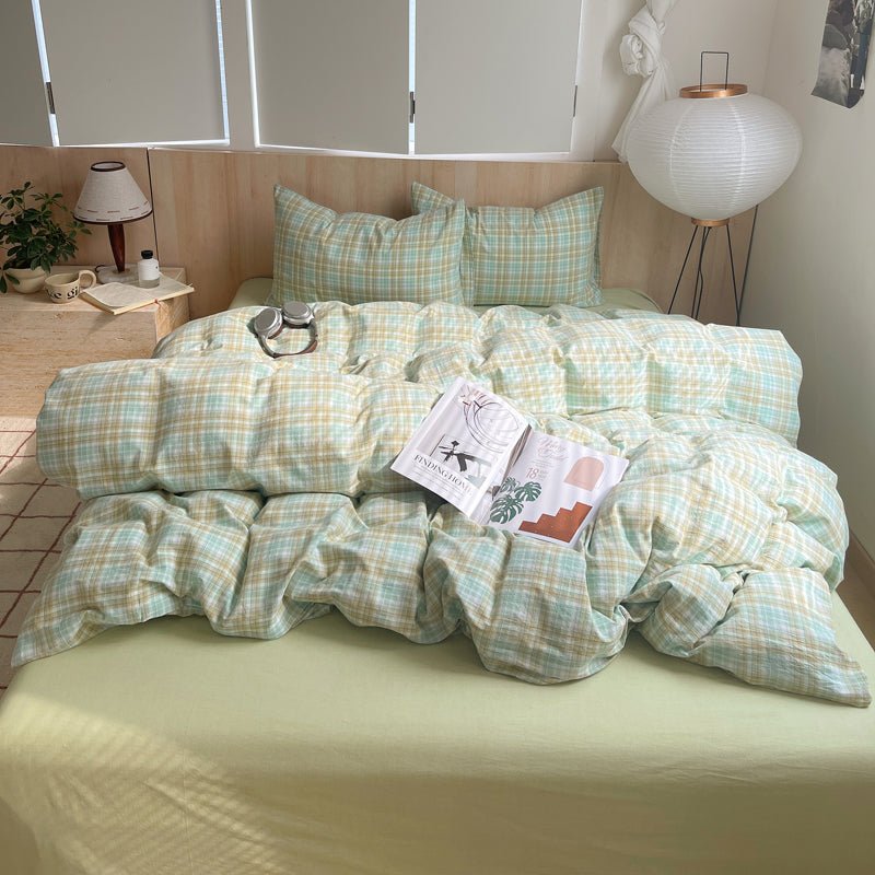 Cozy Cottage Plaid Cotton Duvet Covers - WhisperLinens
