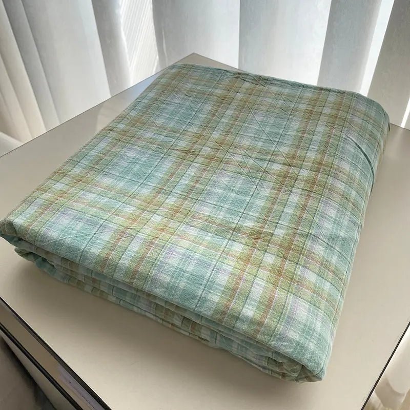 Cozy Cottage Plaid Cotton Flat Sheets - WhisperLinens