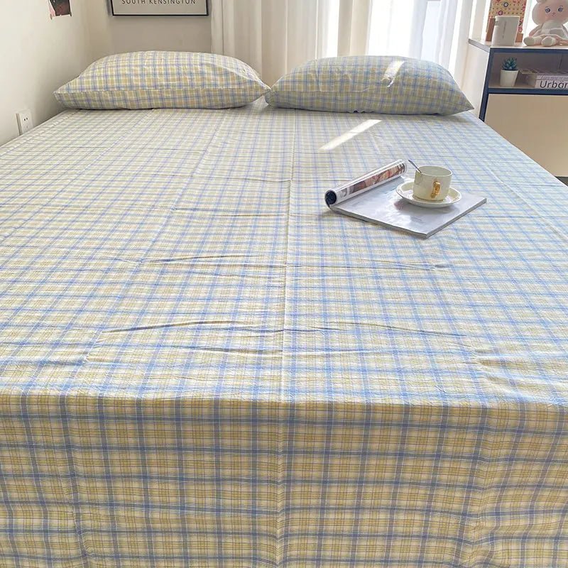 Cozy Cottage Plaid Cotton Flat Sheets - WhisperLinens