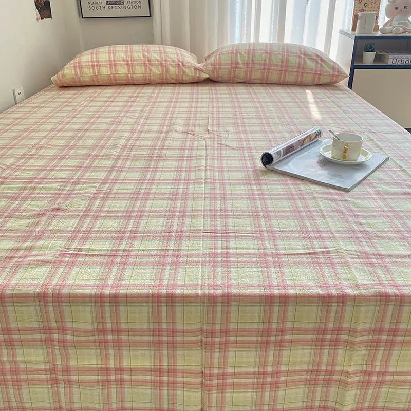 Cozy Cottage Plaid Cotton Flat Sheets - WhisperLinens