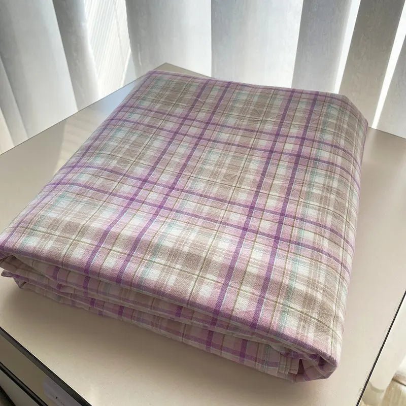 Cozy Cottage Plaid Cotton Flat Sheets - WhisperLinens