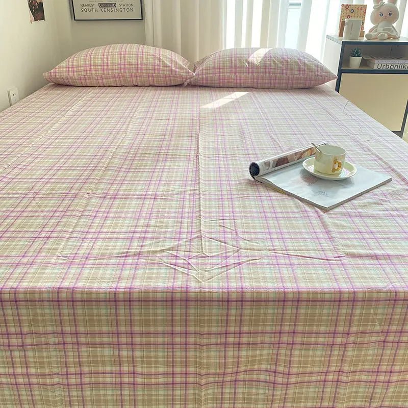 Cozy Cottage Plaid Cotton Flat Sheets - WhisperLinens