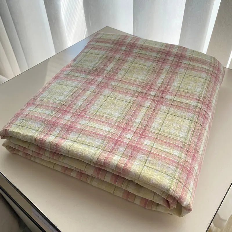 Cozy Cottage Plaid Cotton Flat Sheets - WhisperLinens