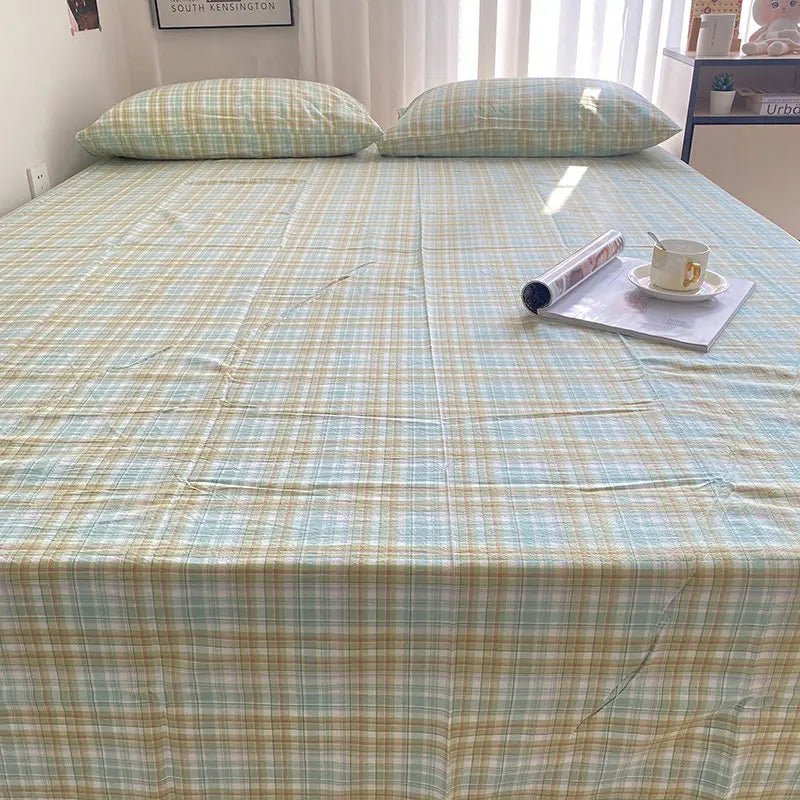 Cozy Cottage Plaid Cotton Flat Sheets - WhisperLinens