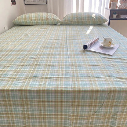 Cozy Cottage Plaid Cotton Flat Sheets - WhisperLinens
