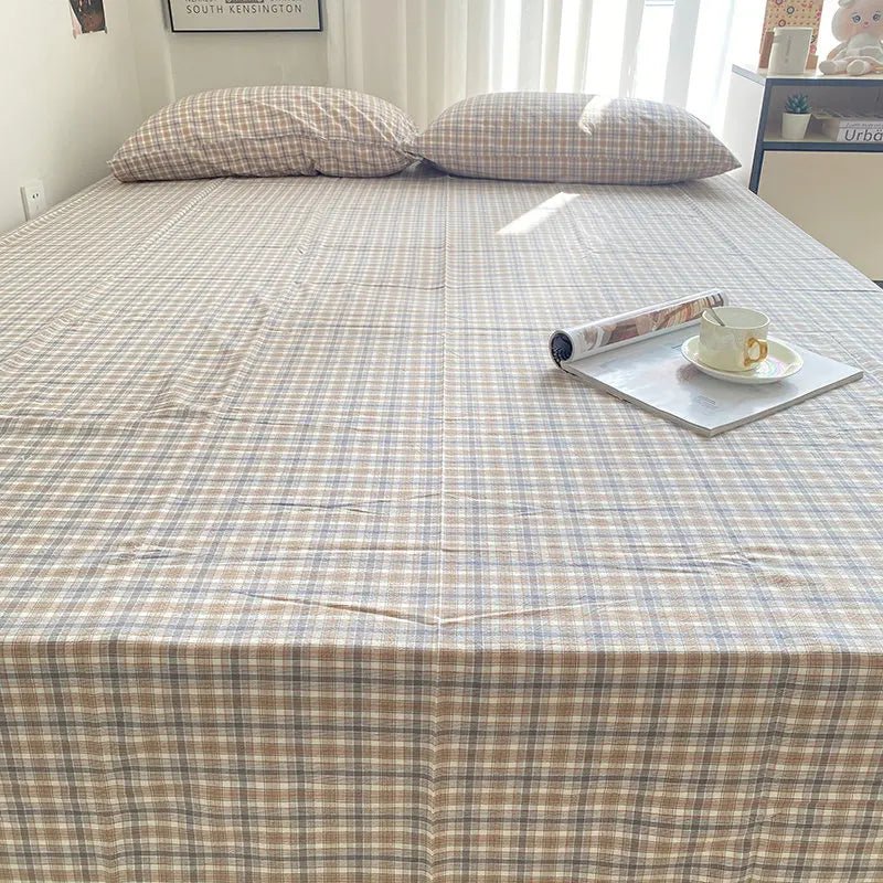 Cozy Cottage Plaid Cotton Flat Sheets - WhisperLinens