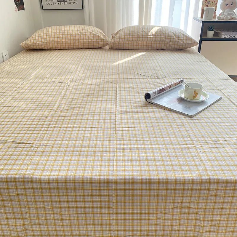 Cozy Cottage Plaid Cotton Flat Sheets - WhisperLinens