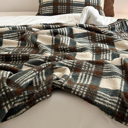 Thistle Plaid Pom-Pom Throw Blanket - Brown - WhisperLinens