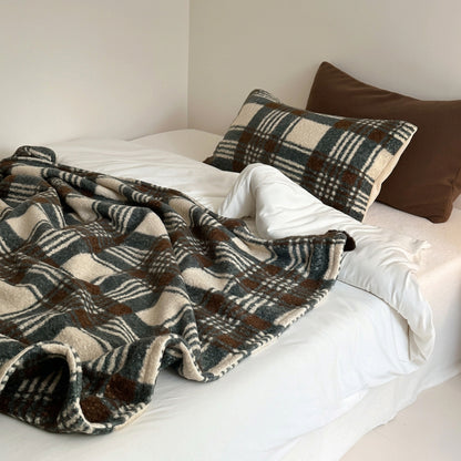 Thistle Plaid Pom-Pom Throw Blanket - Brown - WhisperLinens