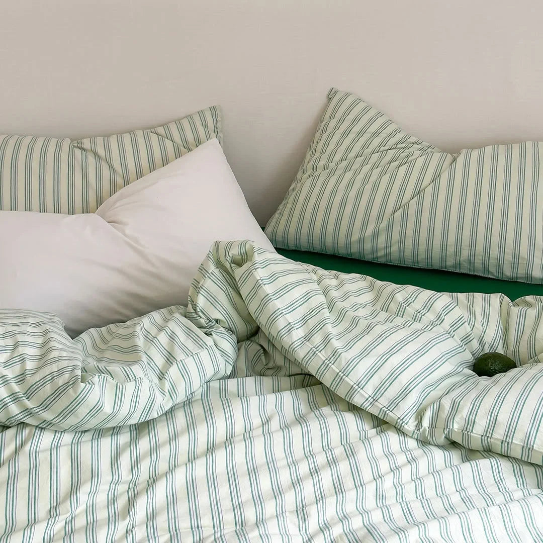 Birch Row Fine-Stripe Washed Cotton Bedding Set